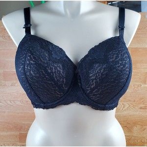 Torrid Black Leopard Lace Demi Bra 44DDD Lightly Lined Underwire
